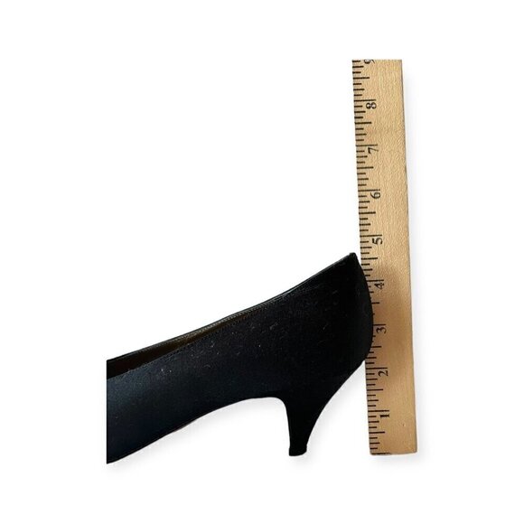 Yves Saint Laurent Vintage 80s Black  Satin Pumps, Size 7 1/2, Made in Italy - Picture 12 of 12